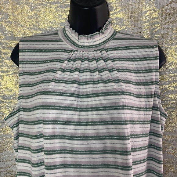 ellie white/green sleeveless striped tank top size L - Picture 3 of 11